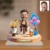 SHKINETARRY Figurita de cumpleaños Personalizada con Dibujo Animado, Adorno de Escritorio de acrílico, Escultura de Retrato 2D con Foto Personalizada, Figuras Personalizadas de ti Mismo