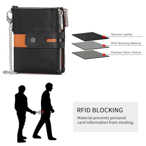 GAEKEAO Chain Wallets for Men - Bifold RFID Blocking Mens Wallet with Chain, High Security Leather Wallets with Coin Pocket 5