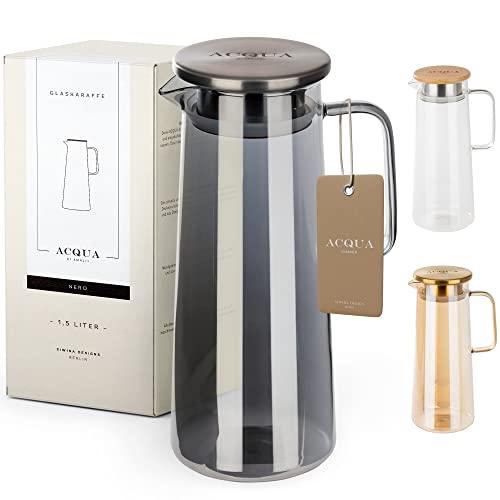 LEONARDO HOME Karaffe Brioso 1 Liter – Handgemachte Glaskaraffe Mit Silikondeckel | Für Wasser & Getränke