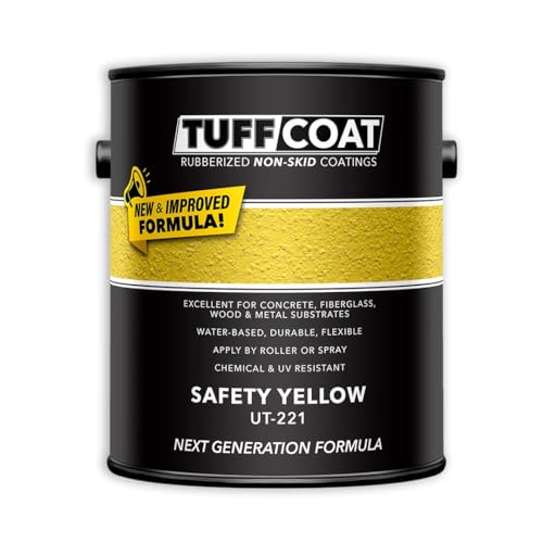 Image of Tuff Coat Medium Texture Rubberized Non-Skid Deck Coating - Textured Non-Slip Safety Surface for Pool Decks, Docks, Boat Ramps, Patios, Walkways & High-Traffic Areas (UT-221 Yellow 1-gallon)