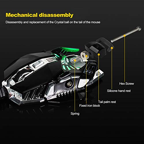 Gaming Mouse,Ergonomic USB Computer Mouse,Wired Competitive Optics Gaming Mouse,Wired USB Mechanical Glowing Crystal Ball Aggravated Computer Accessories(1) - Thumbnail 3