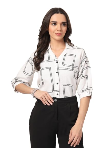 style quotient Women White and Black Oversize Shirt-picture-48