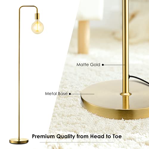 Boostarea Floor Lamp, Industrial Floor Lamp, 63 In Standing Lamp, E26 Socket, On/Off Footswitch, Whole Metal, Etl Listed, Modern Floor Lamp For Bedroom, Living Room, Minimalist, Vintage, Mid-Age, Gold #TOP7