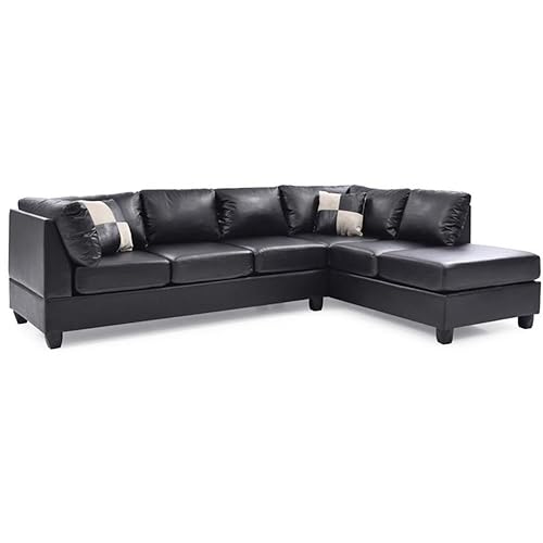 Malone Faux Leather Sectional in Black