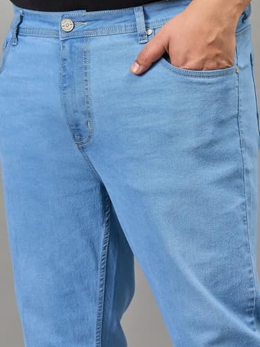 Image of Style Quotient Men Plus Size Black Tapered Fit Mid Rise Stretchable Jeans