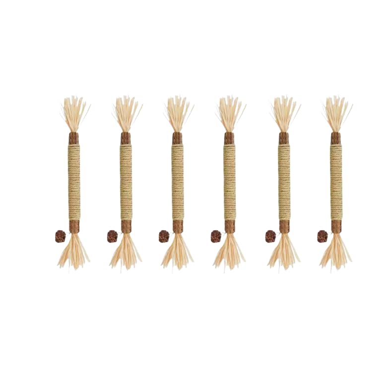 21 Products 6 Natural Cat Chew Toy Dental Stick Raffia Sisal Rope Gall Fruit Catnip Toy for Teeth Cleaning Stress Relief Interactive Play for Indoor Cats