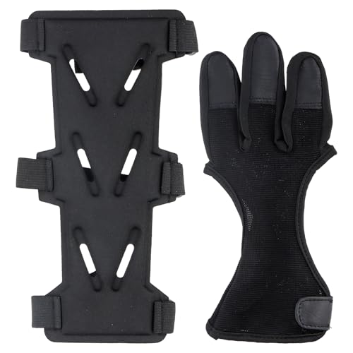 Protector de Brazo de Tiro con Arco, Protector de Antebrazo Ajustable para Caza, Protector de Muñeca y Antebrazo con Arco, Accesorios de Protección para Dedos y Antebrazo para Jóvenes y Adultos