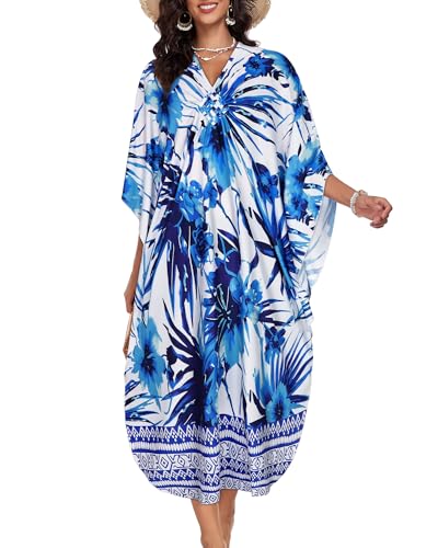 Image of Kaftan Dresses for Women V Neck Caftans Batwing Sleeve Beach Cover Ups