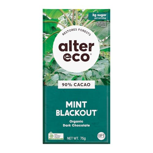 Alter Eco Super Dark Crisp Mint Organic Chocolate Bar, 75 g
