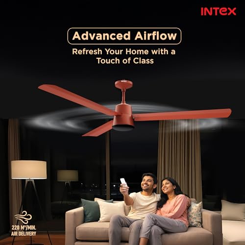 Image of Intex Dynojet 1200mm BLDC Ceiling Fan with Remote, 350 RPM High Speed, 220 CMM Air Delivery, Energy Saving Eco Mode, Timer, Silent Operation, Premium Finish Ceiling Fan (Matte Brown)