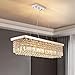 Siljoy Rectangle Dining Room Crystal Light Modern Chandelier Lighting L39.5" X W10" X H10" 8 Lights Polished Chrome