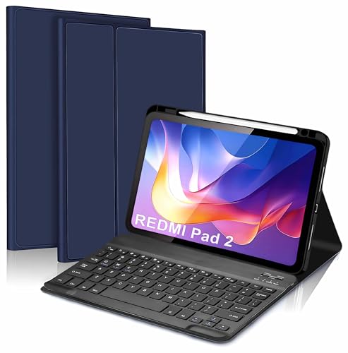 Image of ProElite Keyboard case for Xiaomi Redmi Pad 2 11 inch, Magnetic Detachable Wireless Bluetooth Keyboard Xiaomi Redmi Pad 2 11 inch with Pen Holder, Dark Blue