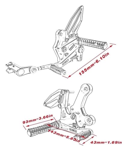 Repose-Pieds Kawasaki Ninja 400 et Z400 Or Pédale Moto Réglable Arrière