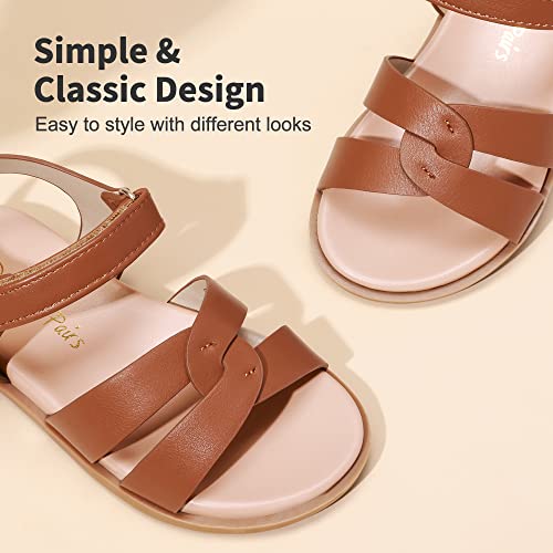 Image of DREAM PAIRS Girls Sandals Open Toe Princess Flat Sandals Strappy Summer Shoes Toddler /Little Kid