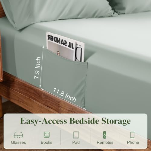 Image of 100% Organically Grown Bamboo Viscose Queen Sheet Set with Pockets on Side