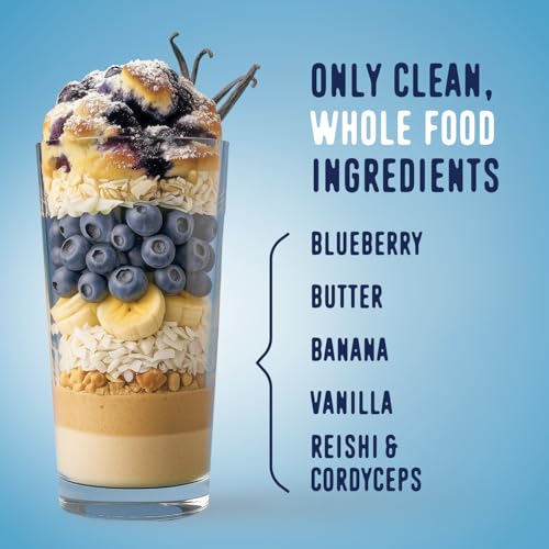 Image of FlavCity All in One Protein Shake Powder, Blueberry Muffin - On the Go Meal Alternative + Collagen Peptides, Reishi & Cordyceps - Focus, Skin, Hair & Joint Support - 100% Grass Fed Whey, 20 Servings