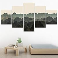 SIGNWIN 5 Panel Canvas Wall Art Modern Art Expressive Landscape Modern Mountain Top Multicolor Photography for Home Decorations Ready to Hang - 60