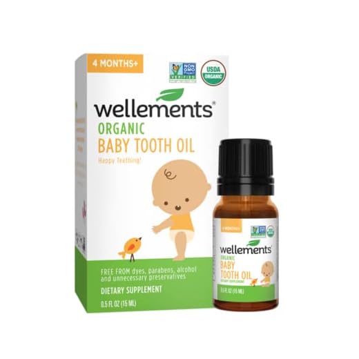 Wellements Organic Baby Tooth Oil | Soothing Massage Oil for Tiny Gums, Helps Make Teething Happy, Made with Safe and Effective Certified Organic Ingredients | 0.5 Fl Oz. 4 Months +