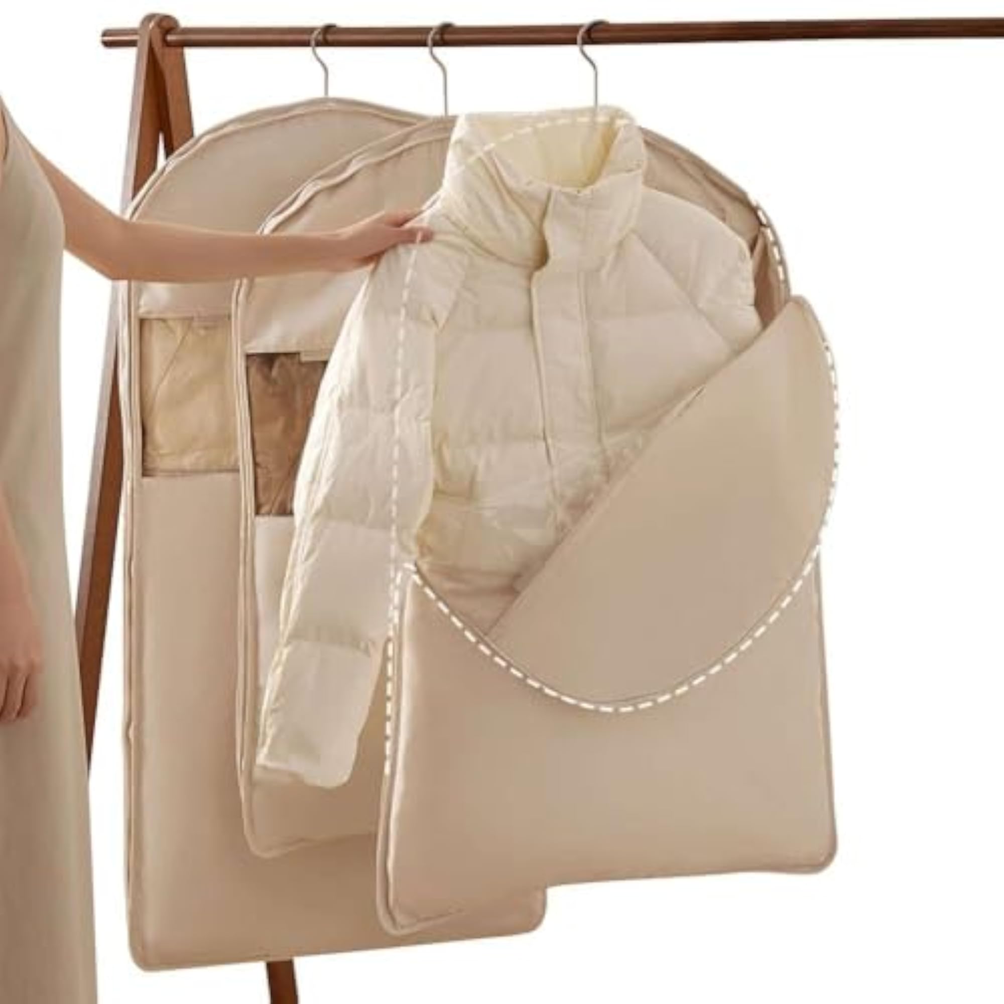 Space-Saving Hanging Garment Bag with Zipper
