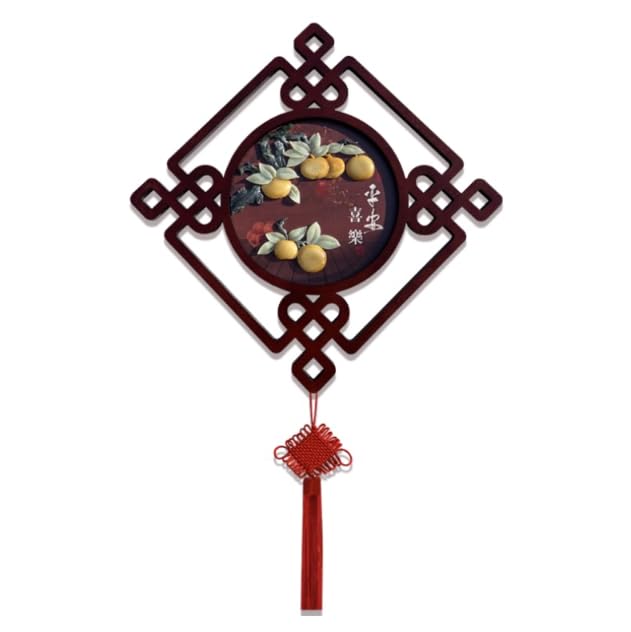 Nœud chinois feng shui et pendentif porte-bonheur suspendu avec pompon