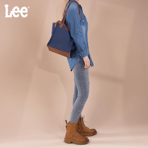 Image of Montana West x Lee Canvas Tote Bag for Women Square Shoulder Handbag with Multiple Pockets for Work and Travel