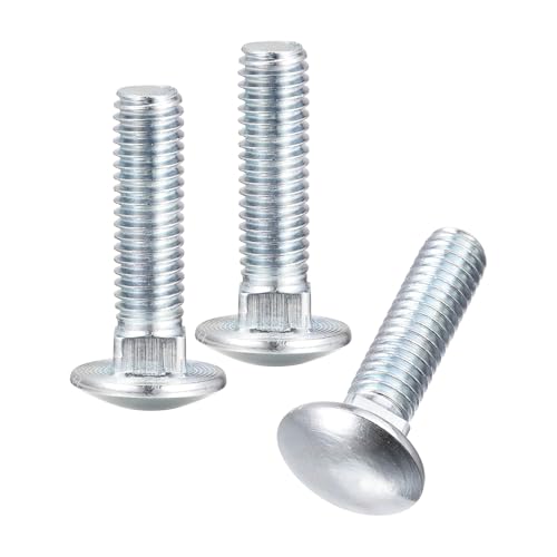 Image of uxcell 3 /8-16x1-1 /2 Carriage Bolt, 6pcs Round Head Square Neck Screws, Carbon Steel Zinc Plated, Fully Threaded, Silver