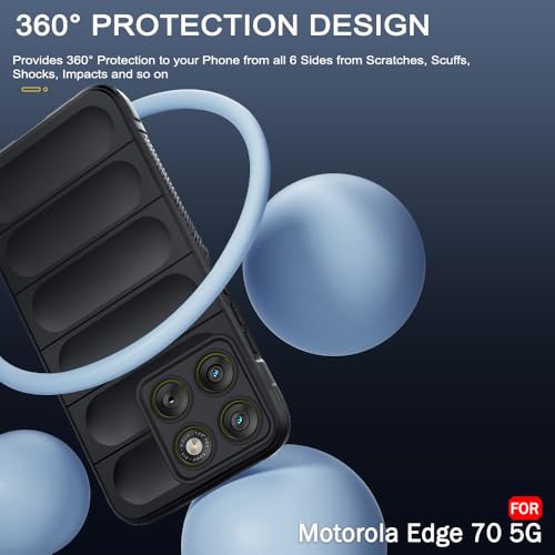 Image of TheGiftKart Liquid Silicon Back Cover Case for Motorola Moto Edge 70 5G | Shockproof Military Grade Protection | Micro-Fibre Cloth On Inner Side | Built-in Anti-Slip Grip Back Case Cover (TPU, Black)