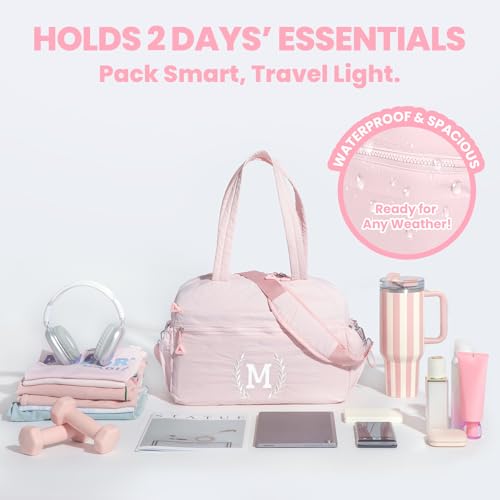 Gym Duffle Bag for Women – Embroidered Custom Initial Sports Bag for Men – Personalized Travel & Workout Duffel with Luggage Sleeve – Thoughtful Gift for Mom, Girl, Daughter, Mother (Camel, C)4