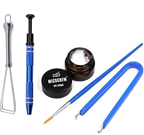 Switch Lube Kits 5PCS Contain GPL 205g0 Keyboard Lube Grease 0.17OZ, Stem Holder Keycap Puller Switch Puller and Lube Brush, Switches Lubricant for Customized Mechanical Keyboard Switch and Stabilizer