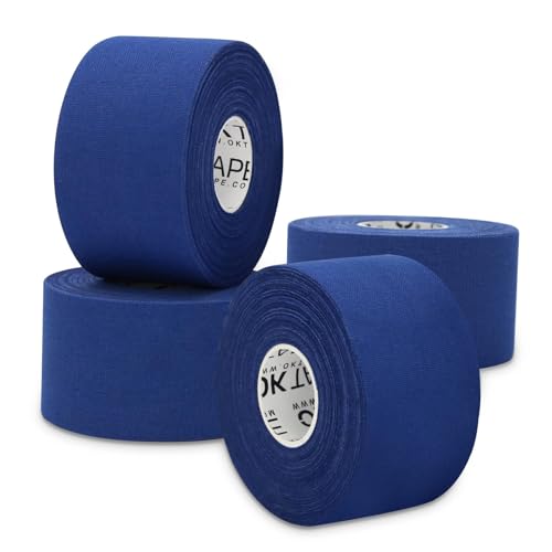 OK TAPE 4 Rolls Athletic Tape, Sports Tape, Very Strong Easy Tear Wrist Ankle Tape, No Sticky Residue | Athletes, Medical, Athletic Trainers- 1.5inch x 15yards (Blue)