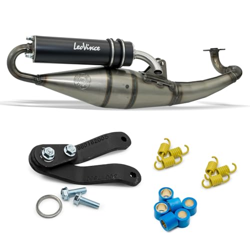 Auspuffanlage LeoVince Komplettanlage HAND MADE TT Black Edition, Aluminium schwarz, mit Zulassung für MBK Nitro