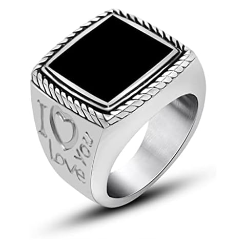 Silver Rings for Men Women,Thick Silver Plated Stainless Steel Rings Black Resin Simulate Cubic Zirconia Rings,Wedding Engagement Rings for Men Women, silver, Cubic Zirconia Cover