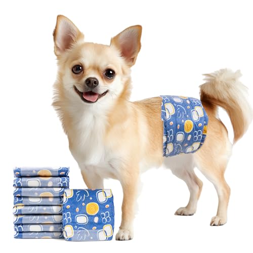 Image of MICOOYO Male Dog Diapers, Disposable Male Dog Wraps with Wetness Indicator, Super Absorbent | Leak Proof Doggie Diapers for Incontinence, Marking, Puppy Training, XS, 6-13-inch Waist, 20 Counts