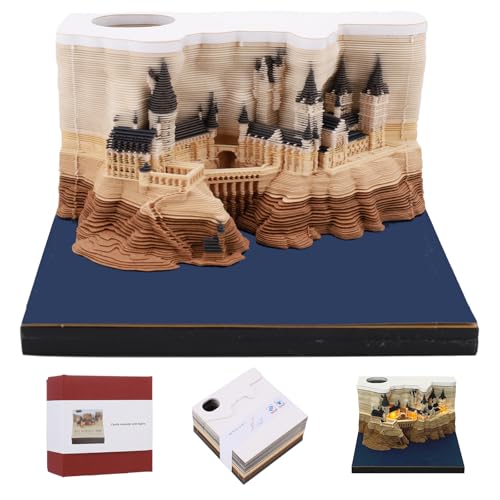 3D Memo Pad 3D Calendar 2026Hand-Torn Castle Paper Sculpture Artwork Exquisite Creative Non Stick Sticky Note DIY Post Notes Cards for Office Home Gifts Ornaments