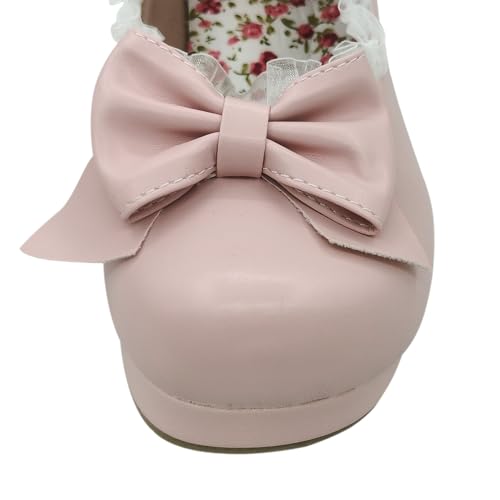 Lolita Mary Janes Shoes for Women Cosplay Kawaii Chunky Heels Dress Pumps with Bow3