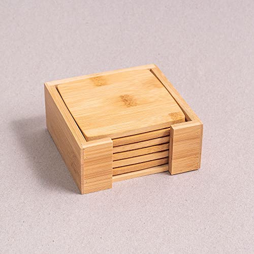 Oikos - Jogo de Porta Copos Quadrado de Bambu 6 Peças