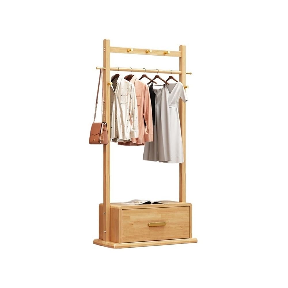AILIUXIAOYAN Coat Rack Solid Wood Coat Rack Floor-standing Bedroom Household Clothes Rack Multifunctional Storage Cabinet Simple And Modern(Wood,L)