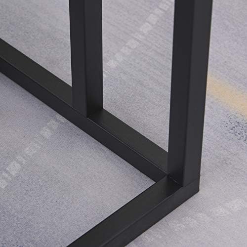 HOMCOM C Shape End Table w/Metal Frame Marble-Effect Top Sofa Side Table Narrow Snack Coffee Table for Living Room Black