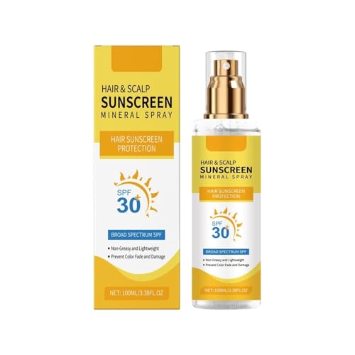 Kopfhautschutzspray Sonnenschutz LSF 30,Sonnenschutz Kopfhaut und Haare, Uv Schutz Haare,Sonnenschutz Scheitel, Mineralischer Sonnenschutzspray für Kopfhaut,Nicht Fettend