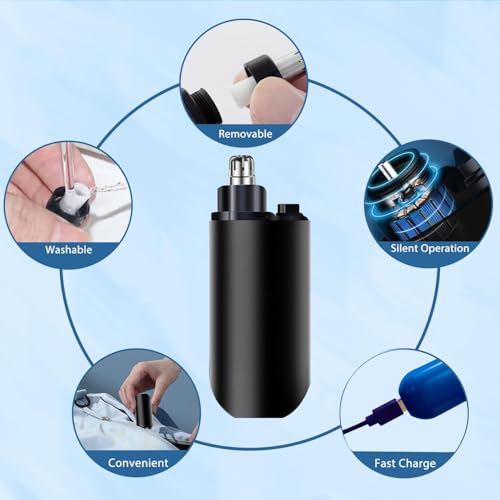 Image of AVNISH Nose Hair Trimmer for Men & Women, Type-C Rechargeable Ear, Eyebrows & Nose Trimmer, Dual Edge Stainless Steel Blades, IPX7 Waterproof, 120 Min Runtime, Portable Grooming Tool