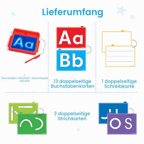 Learning Resources 96240 Sensorik-Pad, Buchstaben-Tracing für 3-5-jährige Kinder, abwischbare Handschriftübung Aktivitäts-Set mit Touchpen… – Ansicht 2