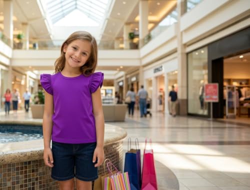 Image of Magic Park 1-14Y Toddler Ruffle T Shirt Girls Solid Color Blouse Kids Girl Short Long Sleeve Tops Casual Tee
