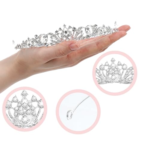 1 Stück Diadem Hochzeit, Diadem Silber Prinzessin Tiara mit Strass, Elegante Krone für Braut, Geburtstag & Kostümpartys, Hochwertiges Haaraccessoire für Damen