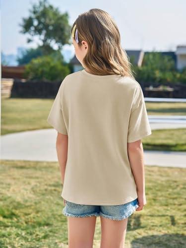 Image of Haloumoning Girls Short Sleeve T-Shirts | Kids, Summer,Girls shirts,Oversized t shirts,Girls T-Shirts,Oversized Tops, Casual Crewneck, Basic Tees 5-14Y