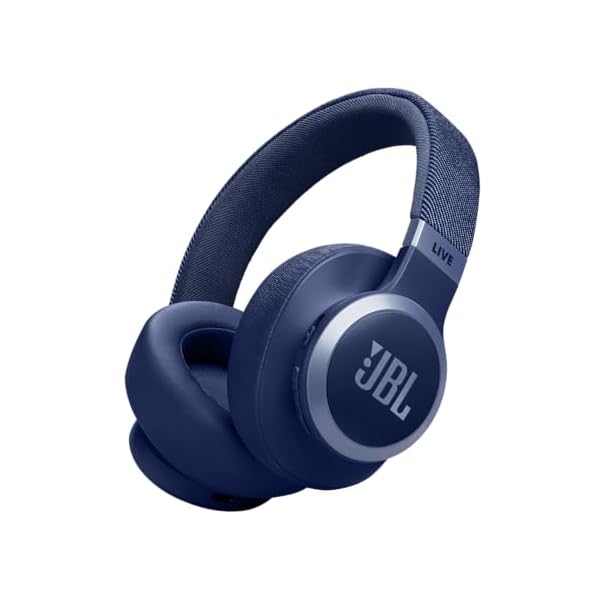JBL LIVE 770NC - Wireless Over-Ear Headphones with True Adaptive Noise Cancelling with Smart Ambient, Up to 65 hours of battery life, Comfort-fit fabric headband & carrying pouch (Blue)