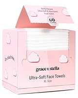 grace & stella Disposable Face Towels - Travel Essentials - Ultra-Soft & Absorbent Face Wipes Towelettes - XL Facial Towels for Cleansing & Makeup Removal - Lint-Free Facial Tissue - Vegan (60 Count)