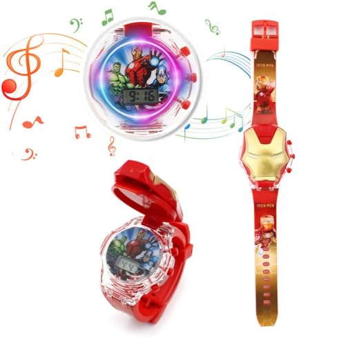 Image of Acnos Kids Edition Digital Watch - Spiderman, Captain America, Ironman, Ben10, Hulk - Disco LED Musical Watch for Boys and Girls
