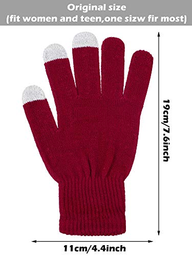 Image of Pangda 12 Pairs Winter Touch Screen Gloves for Men Women Stretch Knitted Texting Gloves Warm Windproof Solid Color Mittens