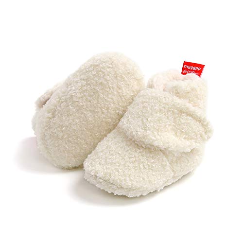 E-FAK Newborn Baby Cozy Fleece Booties with Grippers Winter Slippers Socks Soft Sole Stay On Infant First Walker Crib Shoes