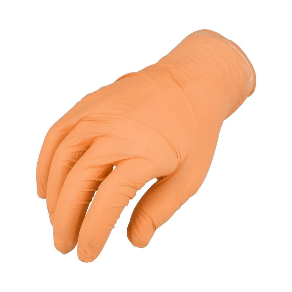 PackagingSuppliesByMail PSBM Orange Nitrile Gloves 5 Mil Latex Free Powder Free Disposable Glove Heavy Duty